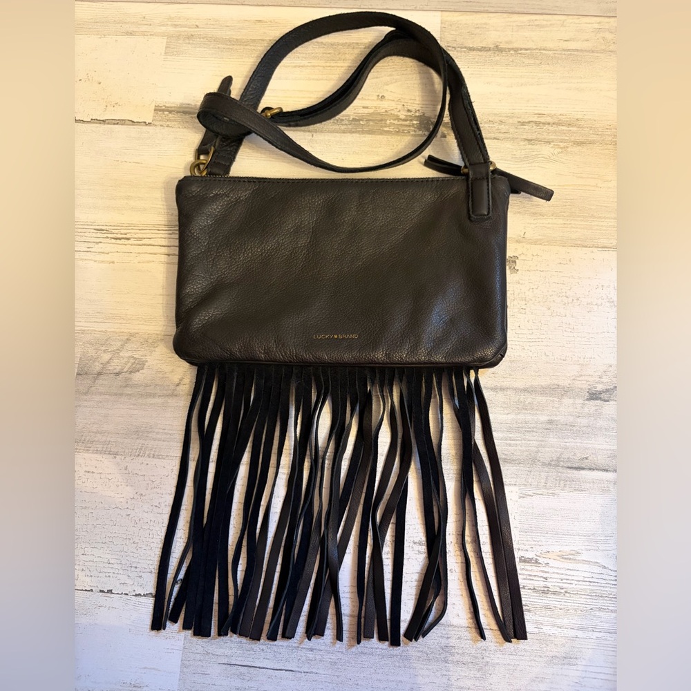 100% leather Lucky brand fringe purse